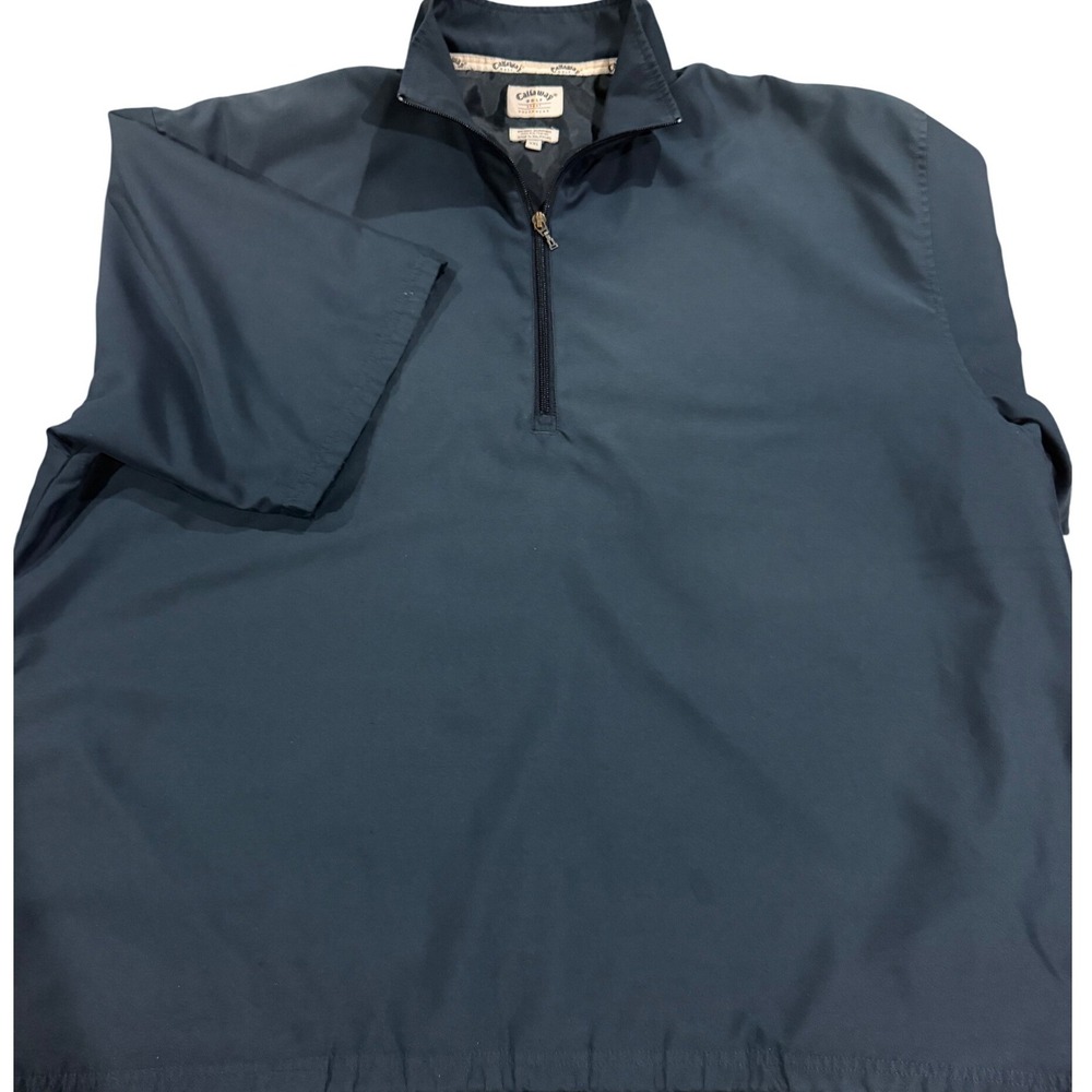 Callaway Golf Mens XXL Navy Brushed Microfiber 1/4 Zip Short Sleeve Pullover